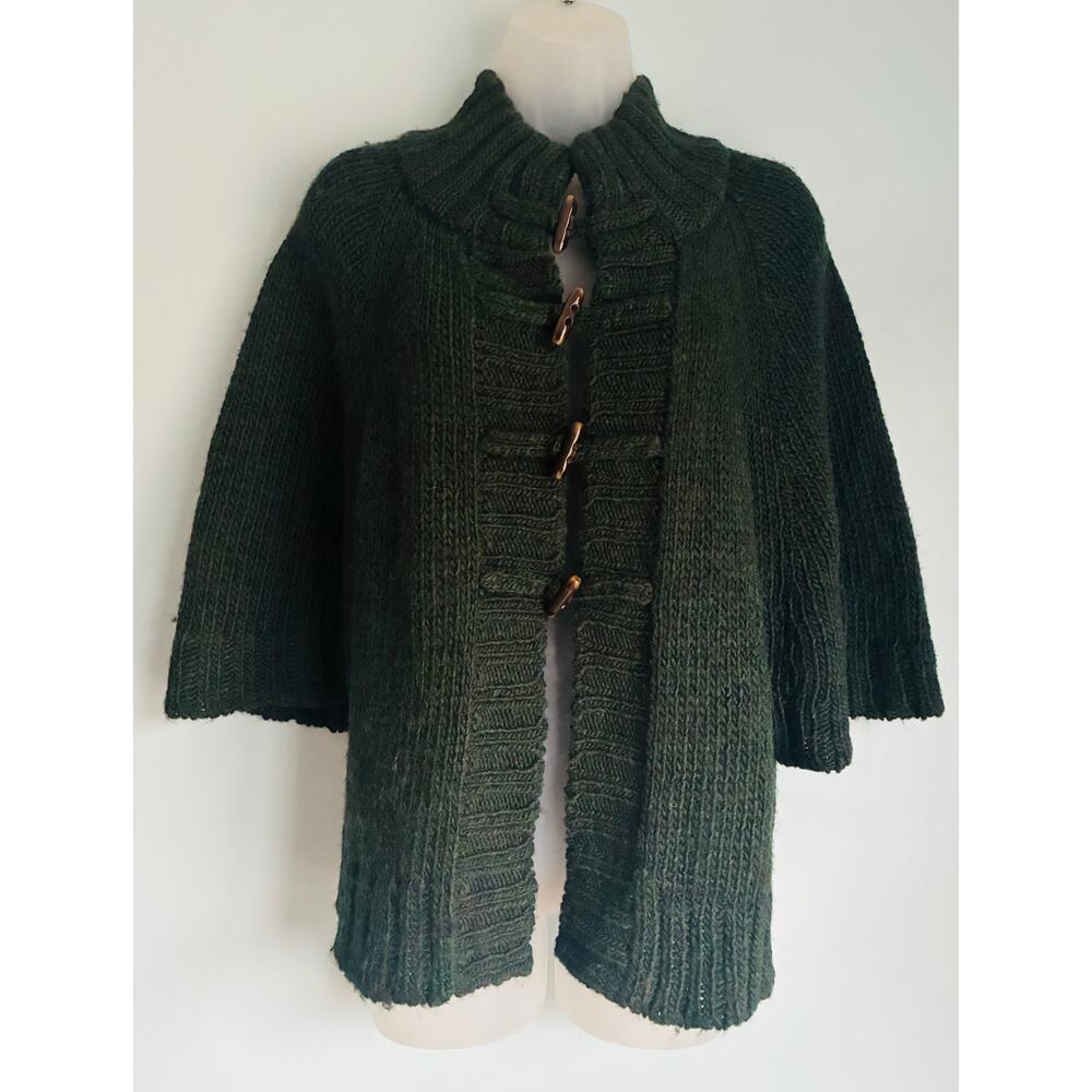 LOFT Wool Alpaca Dolman Knit Cardigan Medium Dark Green
